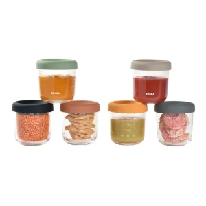 Beaba Set of 6 Glass Portion Jars - 250ML New