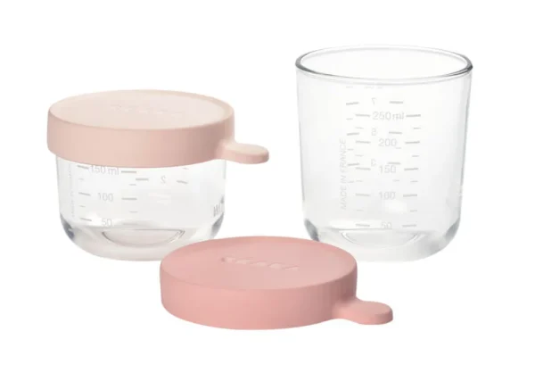 Beaba Set of 2 Glass Portions Jars - Pink/OldPink Best