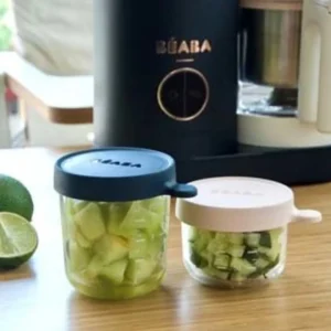 Beaba Set of 2 Glass Portions Jars - Green/LightMist Clearance