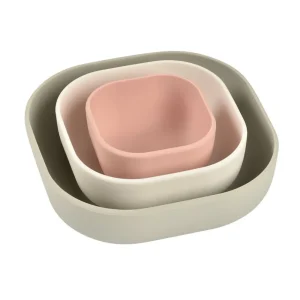 Beaba Silicone 3 Piece Nesting Bowl Set - Rose Discount