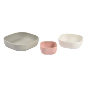 Beaba Silicone 3 Piece Nesting Bowl Set - Rose Discount