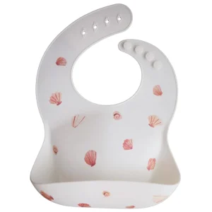 Mushie Silicone Baby Bib - Light Shell New