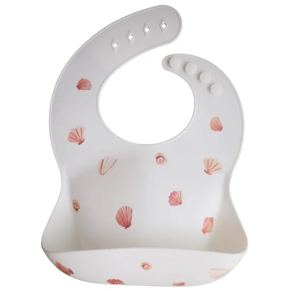 Mushie Silicone Baby Bib - Light Shell New