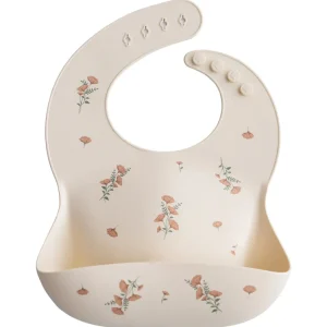 Mushie Silicone Baby Bib - Pink Flowers Discount