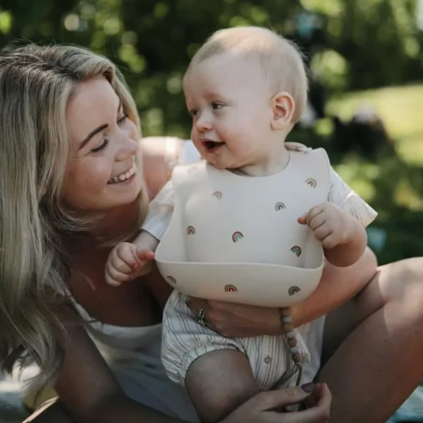 Mushie Silicone Baby Bib - Rainbows Sale