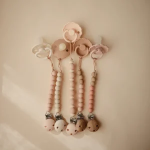 Mushie Silicone Pacifier Clip | Luna - Blush New