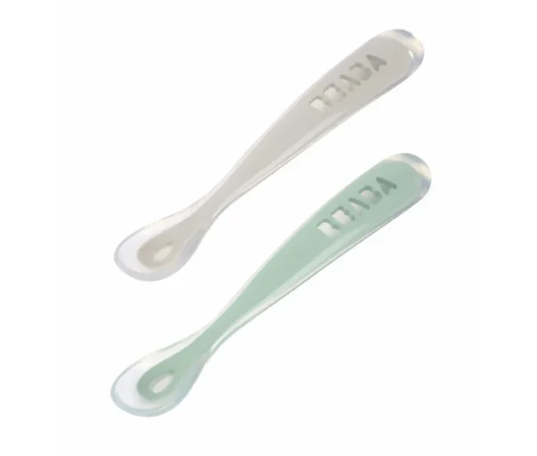 Beaba Silicone Spoon 1st Age 2pcs Set - Sage Green Hot