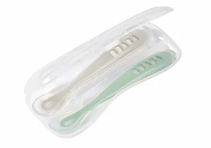 Beaba Silicone Spoon 1st Age 2pcs Set - Sage Green Hot