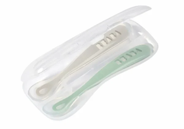 Beaba Silicone Spoon 1st Age 2pcs Set - Sage Green Hot