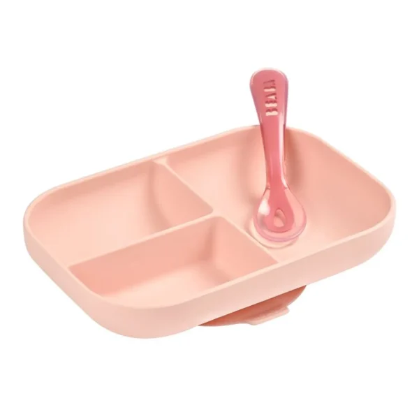 Beaba Silicone Suction Plate & Spoon - Pink Sale