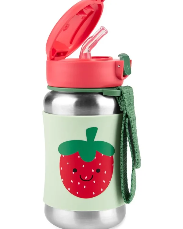 Skip Hop Spark Style Stainless Steel Straw Bottle - Strawberry Outlet