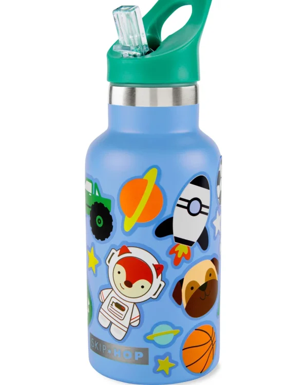 Skip Hop Stainless Steel Canteen Bottle With Stickers - Blue Clearance