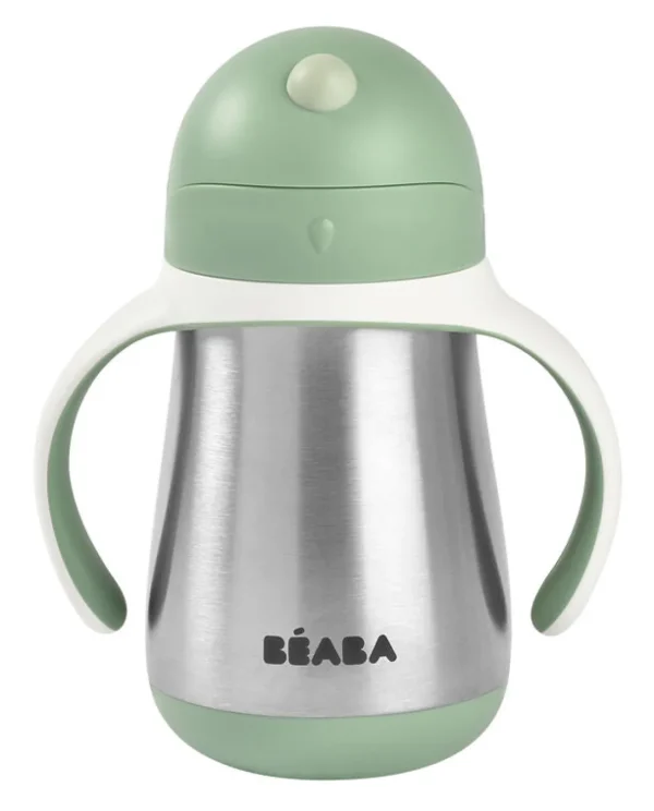 Beaba Stainless Steel Straw Cup - Sage Green Hot