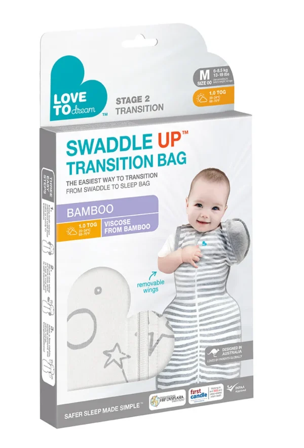 Love to Dream Swaddle Up™ Transition Bag Bamboo Original 1.0 TOG Stars and Moon Crea Hot