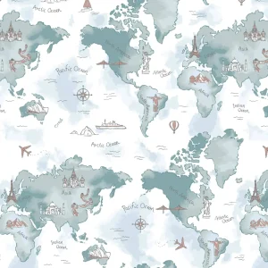 Bebe au Lait World Map Oh So Soft Muslin Crib Sheet Online