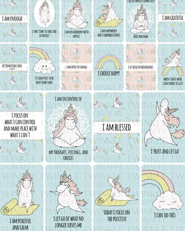 Twinkle u0026 Giraffe Yoga Unicorn Affirmation Cards - Set of 20 Outlet