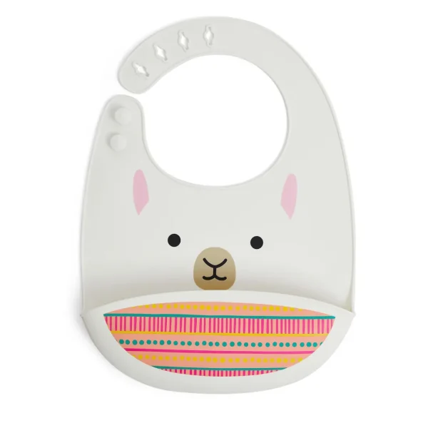 Skip Hop Zoo Fold & Go Silicone Bib - Llama Hot