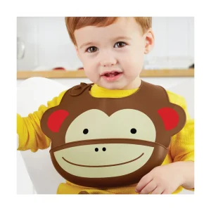 Skip Hop Zoo Fold & Go Silicone Bib - Monkey Sale