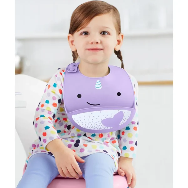 Skip Hop Zoo Fold & Go Silicone Bib - Narwhal Sale