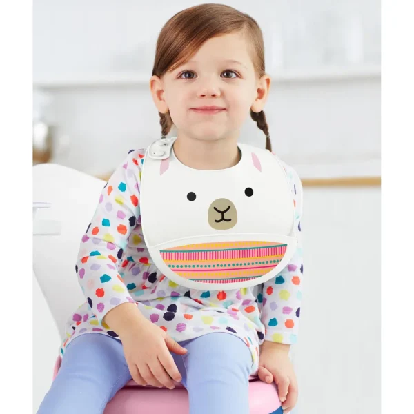 Skip Hop Zoo Fold & Go Silicone Bib - Llama Hot