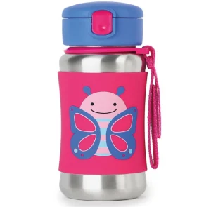 Skip Hop Zoo Stainless Steel Straw Bottle - Butterfly Best