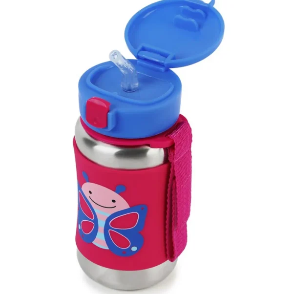 Skip Hop Zoo Stainless Steel Straw Bottle - Butterfly Best